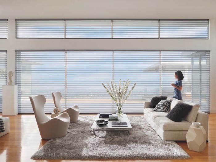 A living room with organic, curved furniture.